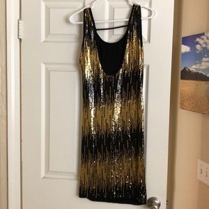 Gold and Black Sequin Dress